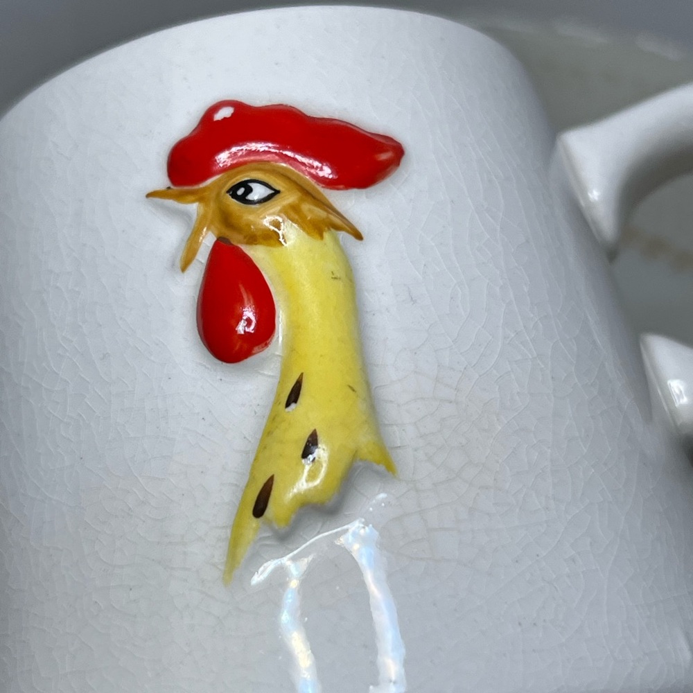 1960 Holt Howard Rooster Mug MCM Kitchenware Red & Yellow Ceramic Cup